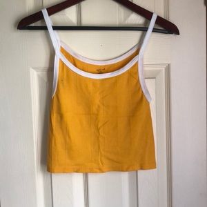 Yellow and white cropped tank